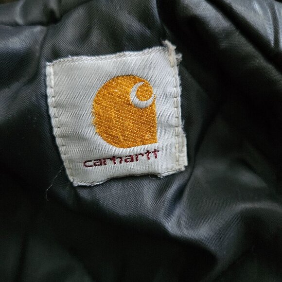 Vintage CARHARTT Hooded Jacket Mens J21? Cordura Nylon Canvas Quilted 90s Size L - Picture 8 of 16